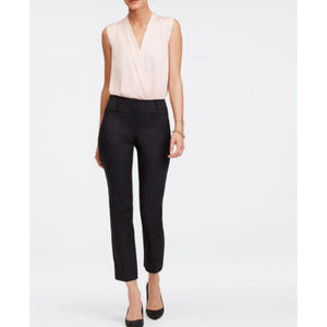 ANN TAYLOR Kate Fit Cotton Cropped Ankle Pants Trousers Black 0